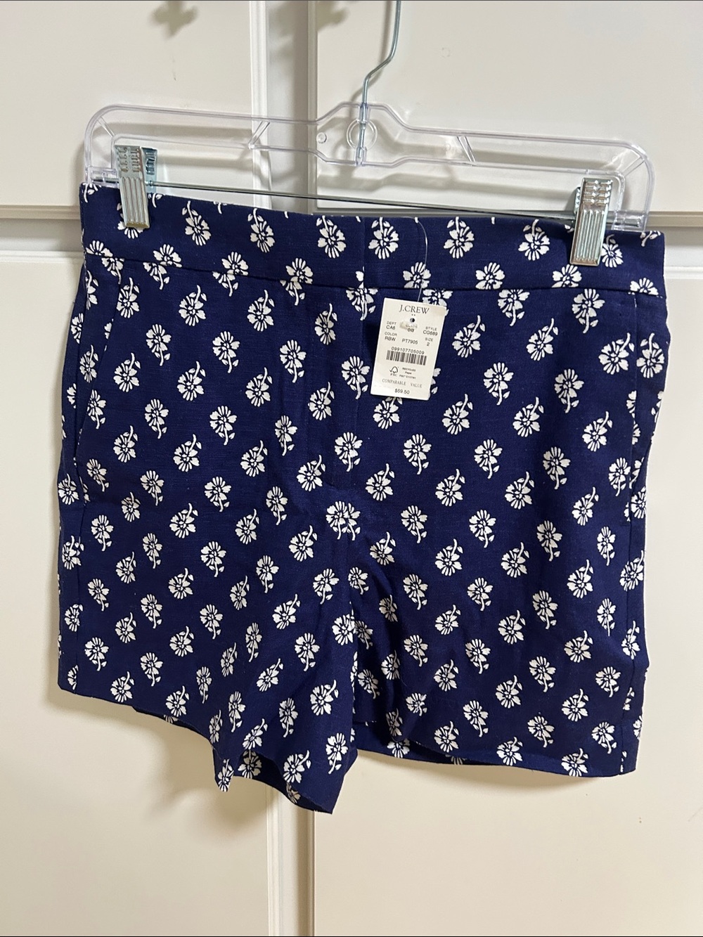 J. Crew Factory Linen purple & White High-Waist Floral Shorts NWT 2